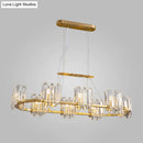 GobekUsa Modern Gold Ceiling Pendant Lamp with Clear Crystal Icicle Shade – 8 Bulbs, Oval Design
