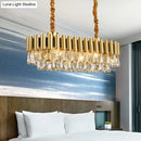 GobekUsa Gold Crystal Chandelier - Elegant Oval Dining Room Lighting with 12 Heads