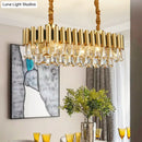 GobekUsa Gold Crystal Chandelier - Elegant Oval Dining Room Lighting with 12 Heads