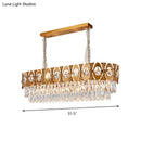 GobekUsa Modern Gold Crystal Rod Island Pendant Light - 10 Heads, Oval Suspension Design