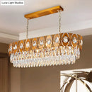 GobekUsa Modern Gold Crystal Rod Island Pendant Light - 10 Heads, Oval Suspension Design