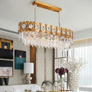GobekUsa Modern Gold Crystal Rod Island Pendant Light - 10 Heads, Oval Suspension Design