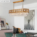 GobekUsa Modern Gold Crystal Rod Island Pendant Light - 10 Heads, Oval Suspension Design