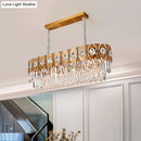 GobekUsa Modern Gold Crystal Rod Island Pendant Light - 10 Heads, Oval Suspension Design