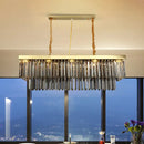 GobekUsa Modern Gold Dining Room Island Pendant Light with 10 Crystal-Cut Shades - 23.5"/31.5" Wide