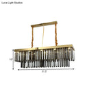 GobekUsa Modern Gold Dining Room Island Pendant Light with 10 Crystal-Cut Shades - 23.5"/31.5" Wide