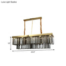 GobekUsa Modern Gold Dining Room Island Pendant Light with 10 Crystal-Cut Shades - 23.5"/31.5" Wide