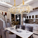 GobekUsa Modern Gold Crystal Pendant Light Fixture with 8 Heads for Living Room