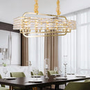 GobekUsa Modern Gold Crystal Pendant Light Fixture with 8 Heads for Living Room