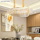 GobekUsa Modern Gold Crystal Pendant Light Fixture with 8 Heads for Living Room