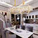 GobekUsa Modern Gold Crystal Pendant Light Fixture with 8 Heads for Living Room