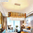 GobekUsa Modern Crystal Prism Island Pendant with Gold Finish: 6-Bulb Hanging Light