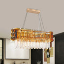 GobekUsa Modern Crystal Prism Island Pendant with Gold Finish: 6-Bulb Hanging Light