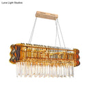 GobekUsa Modern Crystal Prism Island Pendant with Gold Finish: 6-Bulb Hanging Light