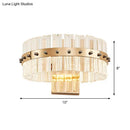 GobekUsa Modern Crystal Prism Drum Wall Sconce Light with LED Flush Mount, Gold Finish
