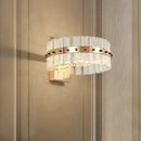GobekUsa Modern Crystal Prism Drum Wall Sconce Light with LED Flush Mount, Gold Finish