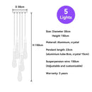 GobekUsa Crystal Raindrop Pendant Lights - Elegant LED Foyer Chandeliers for High Ceilings