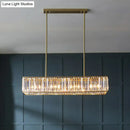 GobekUsa Modern Style Gold Crystal Island Pendant Light Fixture - Tri-Prism Crystal Rectangle Ceiling