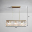 GobekUsa Modern Style Gold Crystal Island Pendant Light Fixture - Tri-Prism Crystal Rectangle Ceiling