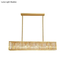 GobekUsa Modern Style Gold Crystal Island Pendant Light Fixture - Tri-Prism Crystal Rectangle Ceiling