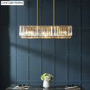 GobekUsa Modern Style Gold Crystal Island Pendant Light Fixture - Tri-Prism Crystal Rectangle Ceiling