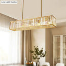 GobekUsa Modern Style Gold Crystal Island Pendant Light Fixture - Tri-Prism Crystal Rectangle Ceiling