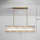 GobekUsa Modern Style Gold Crystal Island Pendant Light Fixture - Tri-Prism Crystal Rectangle Ceiling