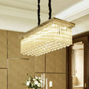 GobekUsa LED Gold Suspension Crystal Rod Island Light for Dining Room - Simplicity & Warm/White Lighting