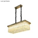 GobekUsa LED Gold Suspension Crystal Rod Island Light for Dining Room - Simplicity & Warm/White Lighting