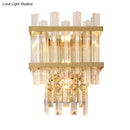 GobekUsa Modern Gold Crystal Rod Wall Mount Sconce with Cube Shade - 3-Light Fixture for Living Room Lighting