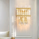 GobekUsa Modern Gold Crystal Rod Wall Mount Sconce with Cube Shade - 3-Light Fixture for Living Room Lighting