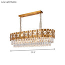GobekUsa Modern Gold Crystal Rod Island Pendant Light - 10 Heads, Oval Suspension Design