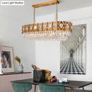 GobekUsa Modern Gold Crystal Rod Island Pendant Light - 10 Heads, Oval Suspension Design