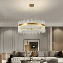 GobekUsa Crystal Rod Round Chandelier: Modern Nordic Light for Living Room, Bedroom, Dining Room, Kitchen