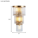 GobekUsa Modern Crystal Rod Tiered Sconce Light - 2/3 Lights, Gold Wall Mounted - Dining Room Lighting