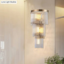 GobekUsa Modern Crystal Rod Tiered Sconce Light - 2/3 Lights, Gold Wall Mounted - Dining Room Lighting