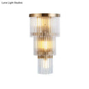 GobekUsa Modern Crystal Rod Tiered Sconce Light - 2/3 Lights, Gold Wall Mounted - Dining Room Lighting