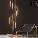 GobekUsa Crystal Rotating Staircase Chandelier: Luxe Duplex Living Room Pendant