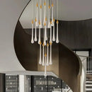 GobekUsa Crystal Rotating Staircase Chandelier: Luxe Duplex Living Room Pendant