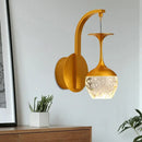 GobekUsa Modern LED Wall Light with Gold Cup Design, Crystal Shade, and Metallic Fixture