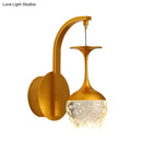 GobekUsa Modern LED Wall Light with Gold Cup Design, Crystal Shade, and Metallic Fixture