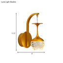 GobekUsa Modern LED Wall Light with Gold Cup Design, Crystal Shade, and Metallic Fixture