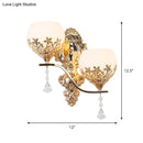 GobekUsa Modern Gold Wall Mounted Sconce Light Fixture with Crystal Shade - 2 Heads Bowl Design