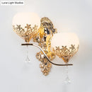 GobekUsa Modern Gold Wall Mounted Sconce Light Fixture with Crystal Shade - 2 Heads Bowl Design