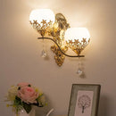 GobekUsa Modern Gold Wall Mounted Sconce Light Fixture with Crystal Shade - 2 Heads Bowl Design