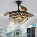 GobekUsa Gold Smart Ceiling Fan Chandelier with LED Lights, 6 Speeds, 3 Heads