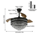GobekUsa Gold Smart Ceiling Fan Chandelier with LED Lights, 6 Speeds, 3 Heads