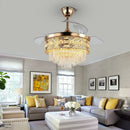 GobekUsa Gold Smart Ceiling Fan Chandelier with LED Lights, 6 Speeds, 3 Heads