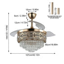 GobekUsa Gold Smart Ceiling Fan Chandelier with LED Lights, 6 Speeds, 3 Heads