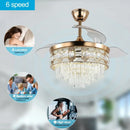 GobekUsa Gold Smart Ceiling Fan Chandelier with LED Lights, 6 Speeds, 3 Heads